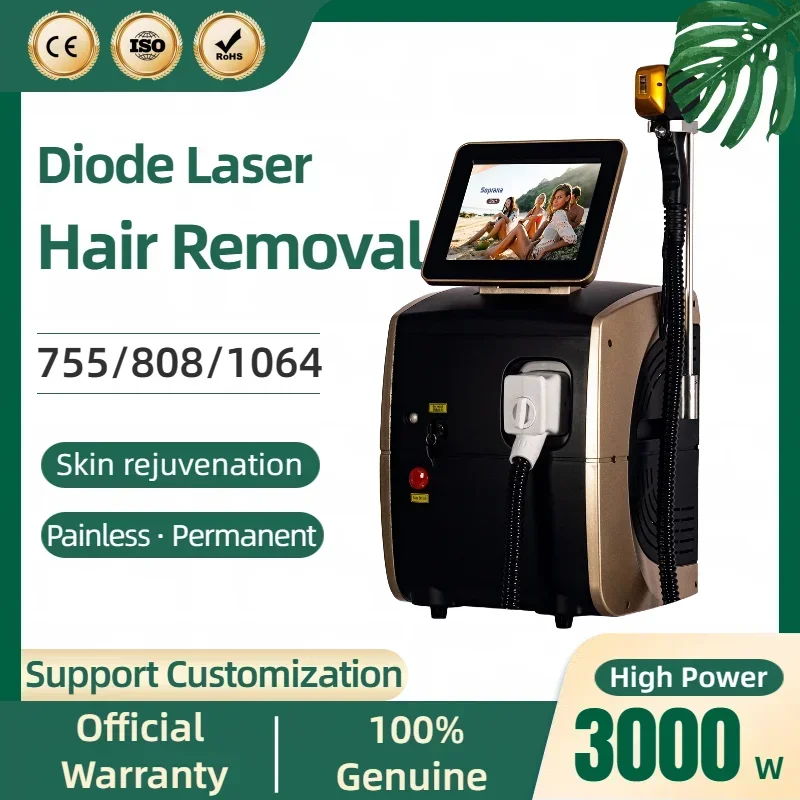 

2024 Portable 808 3 Wave Diode Laser Permanent Hair Remove Fast Hair Removal Painless Follicle Penetration Skin Rejuvenation Dev