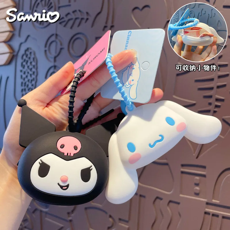 6Pcs Sanrio Hello Kitty Keychain Silicone Cute Key Case KT Cat Pendant Cinnamoroll Kuromi Melody Access Control Card Case Keycha