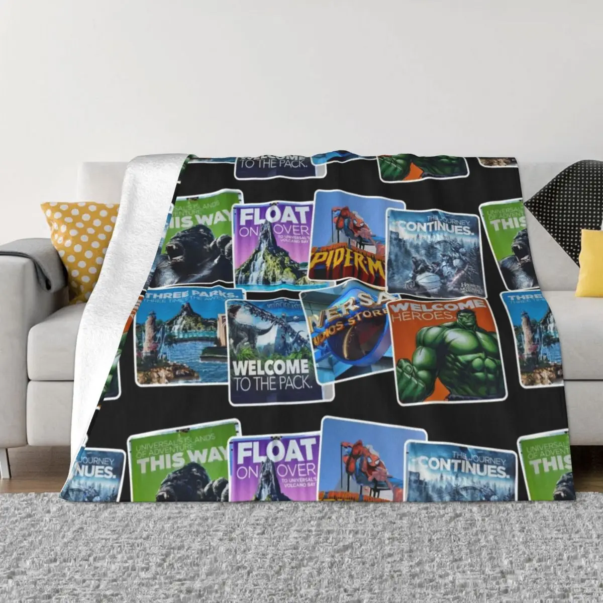 

Universal Islands of Adventure fan collage Throw Blanket Decorative Throw Hairys Blankets