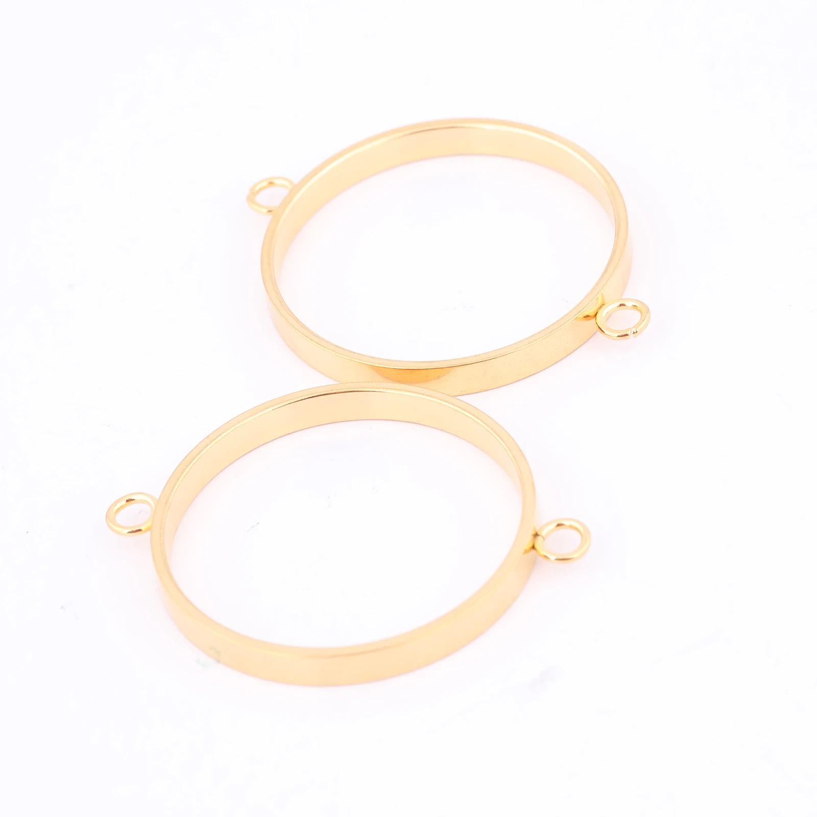 10pcs Stainless Steel Gold Plated 18mm 25mm Open Bezel Bracelet Connectors Diy Hollow Pendant Setting Blanks For Jewelry Making