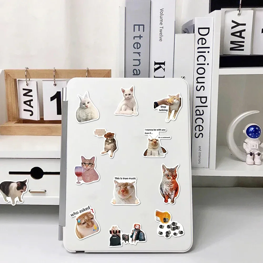 50 قطعة/المجموعة مضحك القط ميمي ملصق الإبداعية شعبية PVC الزخرفية كوب ماء حقيبة الكمبيوتر المحمول الهاتف سيارة حالة DIY تزيين ملصق #5