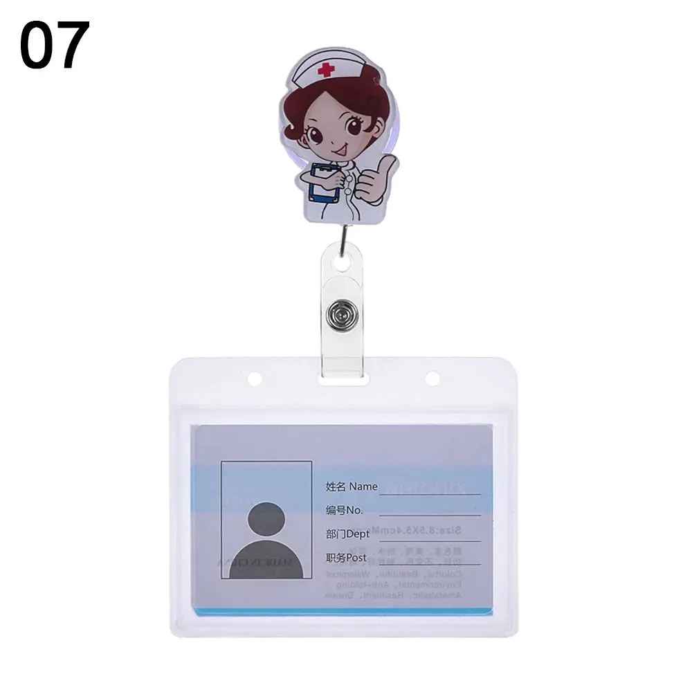 Cute Office Supplies Metal Clip Retractable Nurse Doctor Business Work Card with Retractable Reel ID Badge Holder Badge Holders