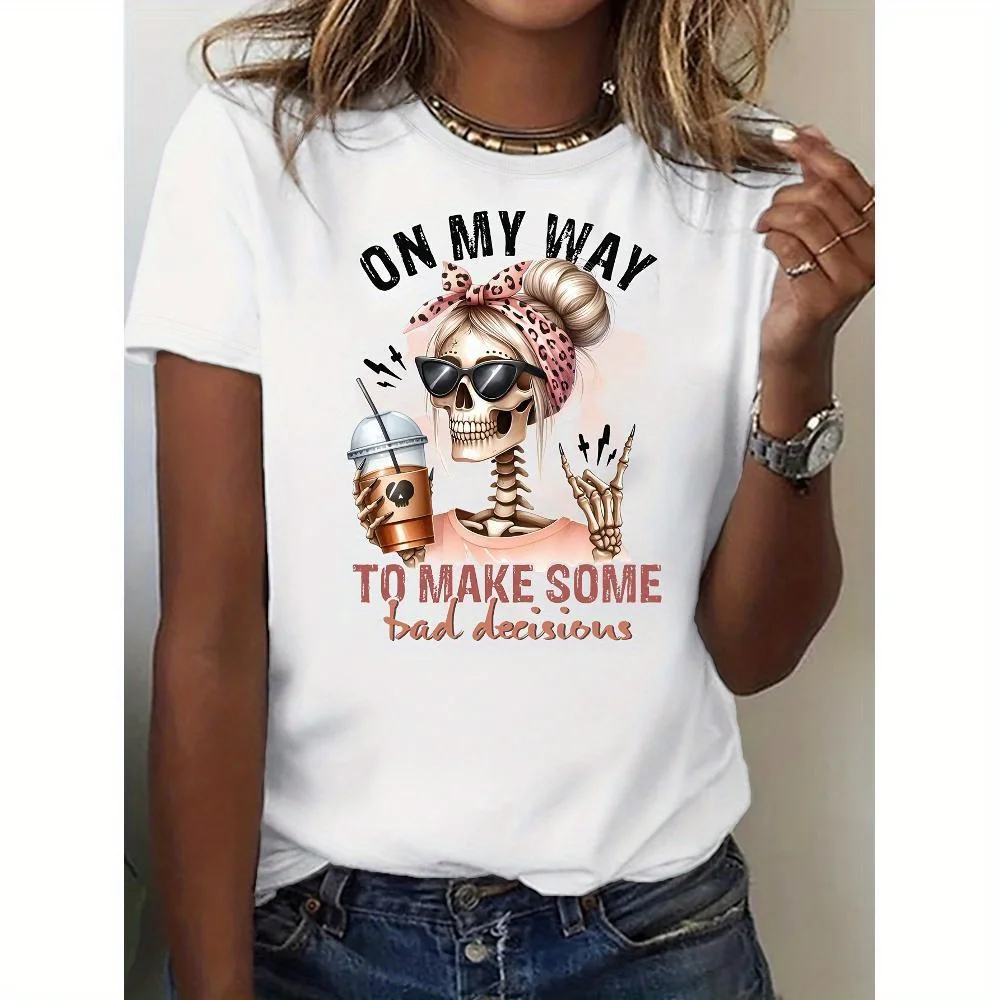 

Plus Size To Make Some Bad Decisions Women'S Sarcastic Graphic Print Crew Neck Tee – A Fun and Comfortable Choice 0XL-4XL