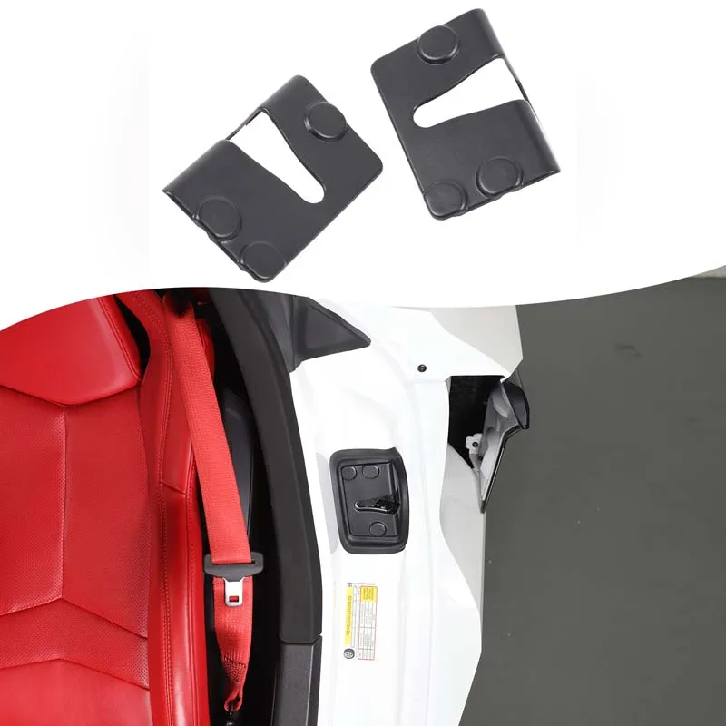 

For Chevrolet Corvette C8 2020+ ABS Black Car Door Bolt Lock Protective Cover Decorative Sticker Car Interior Accessories