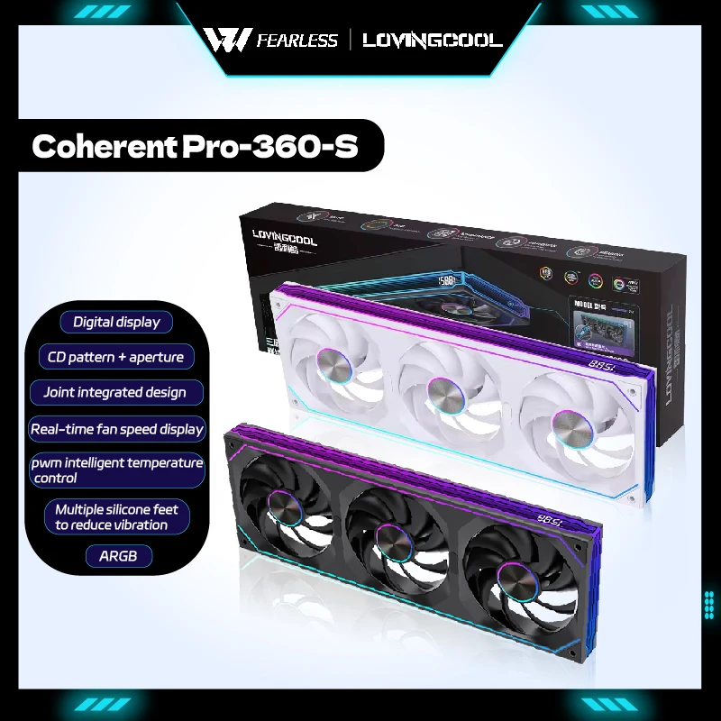 

LOVINGCOOL Coherent LG Pro-360 Вентилятор для ПК с цифровым дисплеем Сиамский вентилятор для строительных блоков Интеграция Вентиляторы для корпуса компьютера ARGB