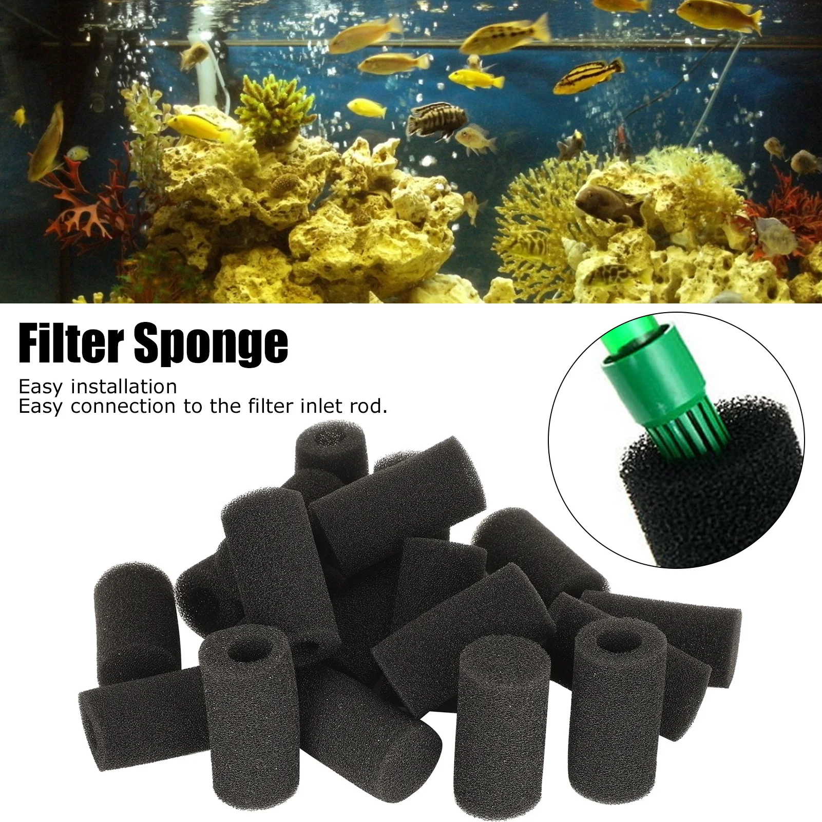 20Pcs Aquarium Fish Tank Water Inlet Sponge Filter Protector Cover Replacement AccessoriesSmall Hole
