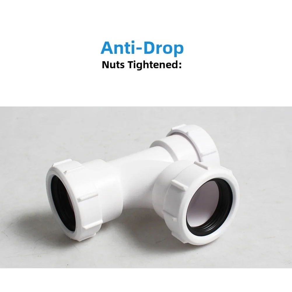 40mm PVC Tee Connector Pipe White Plastic Three Way Fitting For Drainage System Waterproof Leakproof Quick Install Plumbing