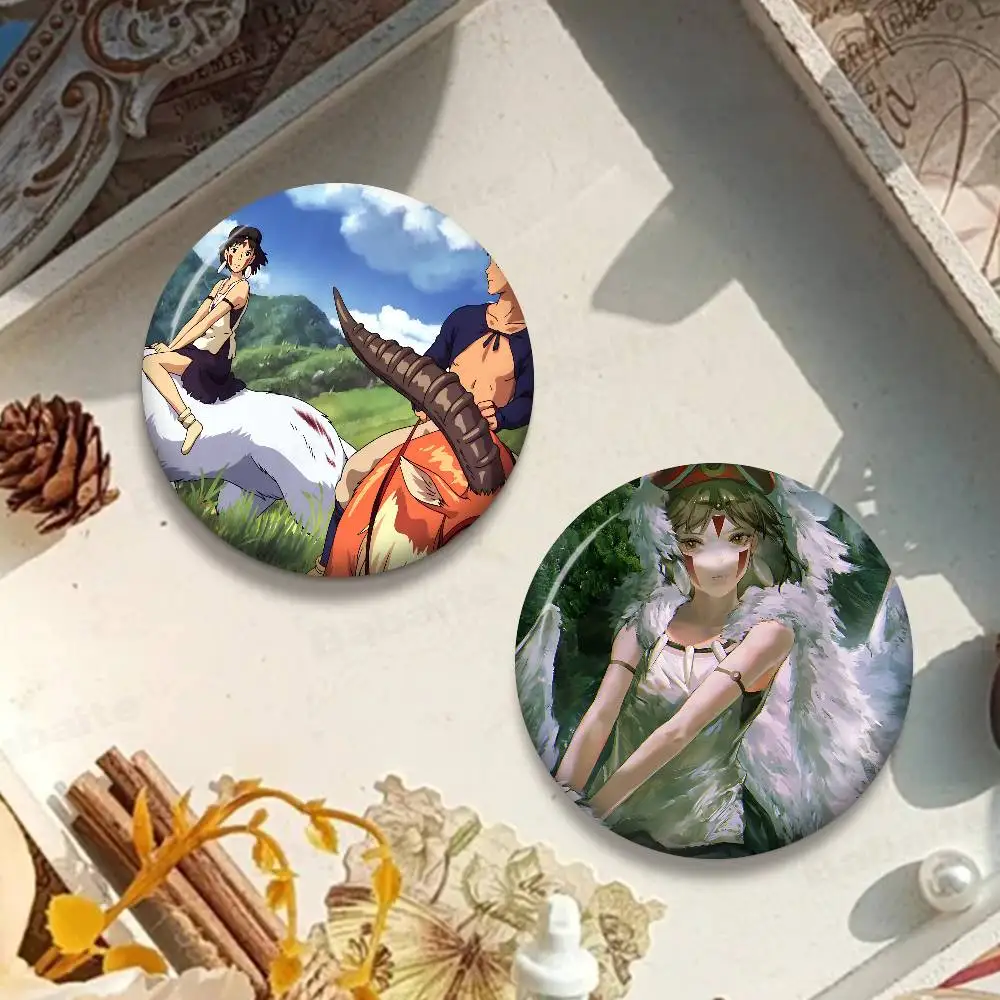 Anime P-Princess M-Mononoke Round Button Pins Slogan Creative Brooches Backpack Clothes Decoration Fashion Cartoon Jewelry Gifts