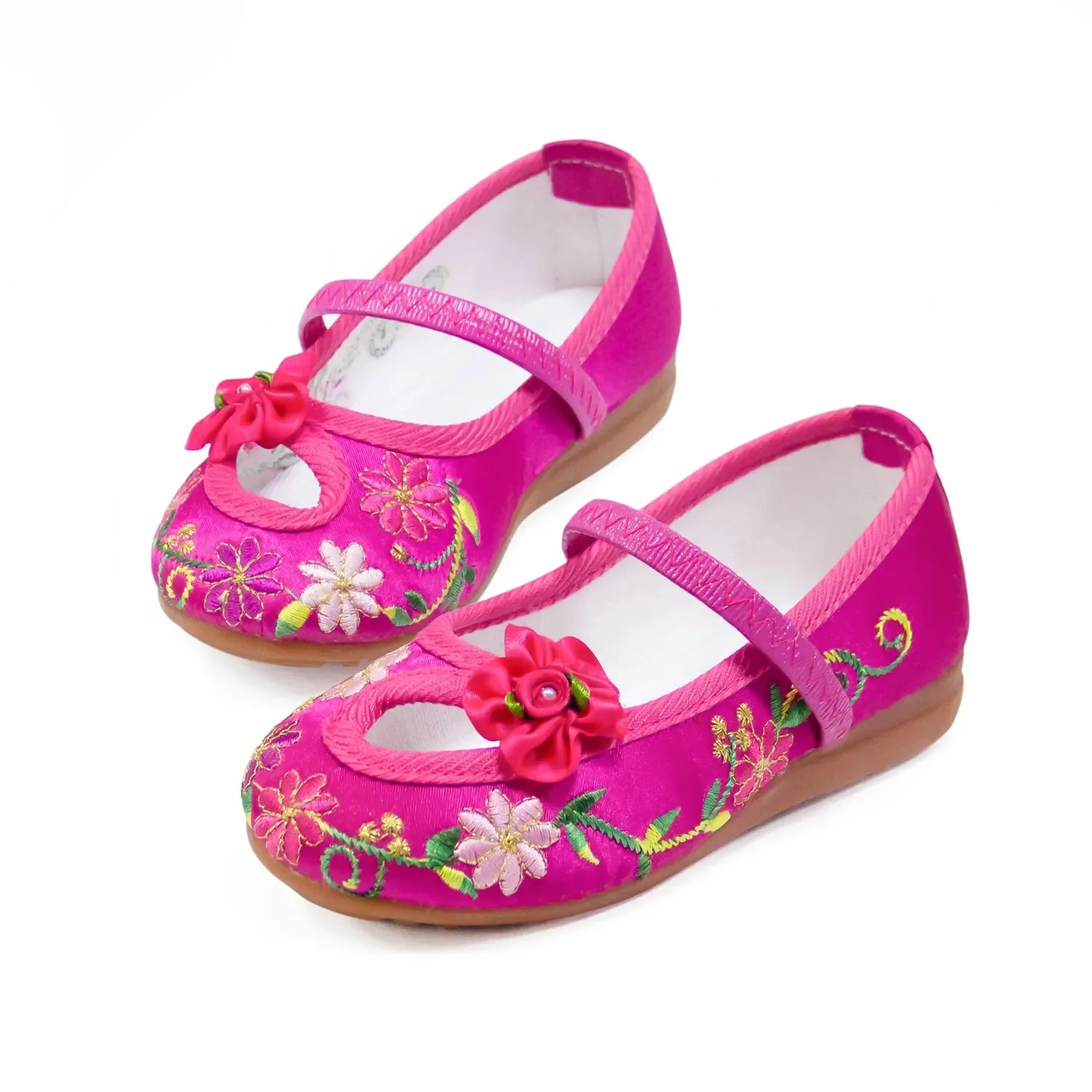 Encanto Mirabel-Chaussures de Princesse Brodées pour Fille, Ballerines Vintage Confortables Antidérapantes à Talons Bas