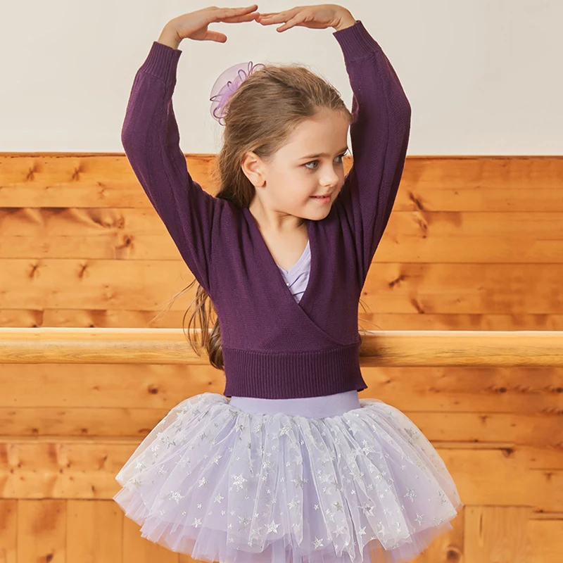 ชุดบัลเลต์เด็กผู้หญิงแบบมืออาชีพสำหรับเต้นรำ ชุดลีโอตาร์ด ยิมนาสติก กระโปรงบัลเลต์ บอดี้สูท กระโปรงถัก เสื้อสเวตเตอร์ แจ็คเก็ตอุ่น