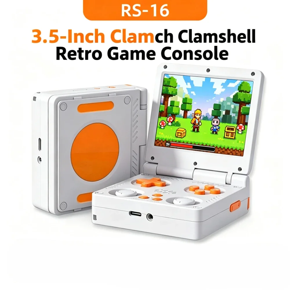 for RS-16 Flip Retro Handheld Game Console 3.5in IPS RK3326 WiFi PSP/GBA Linux Open Source Portable Consoles