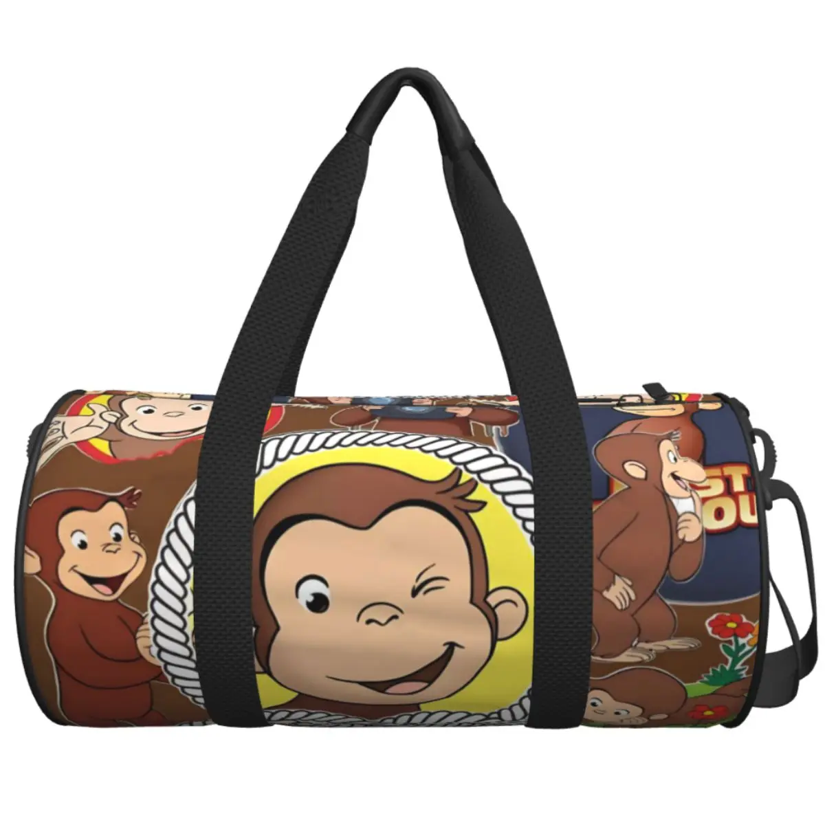 Halloween Curious George Checkered Travel Bag Casual Sports Bags Large Capacity Funny Gym Bag Men's Design Portable Fitness Bag