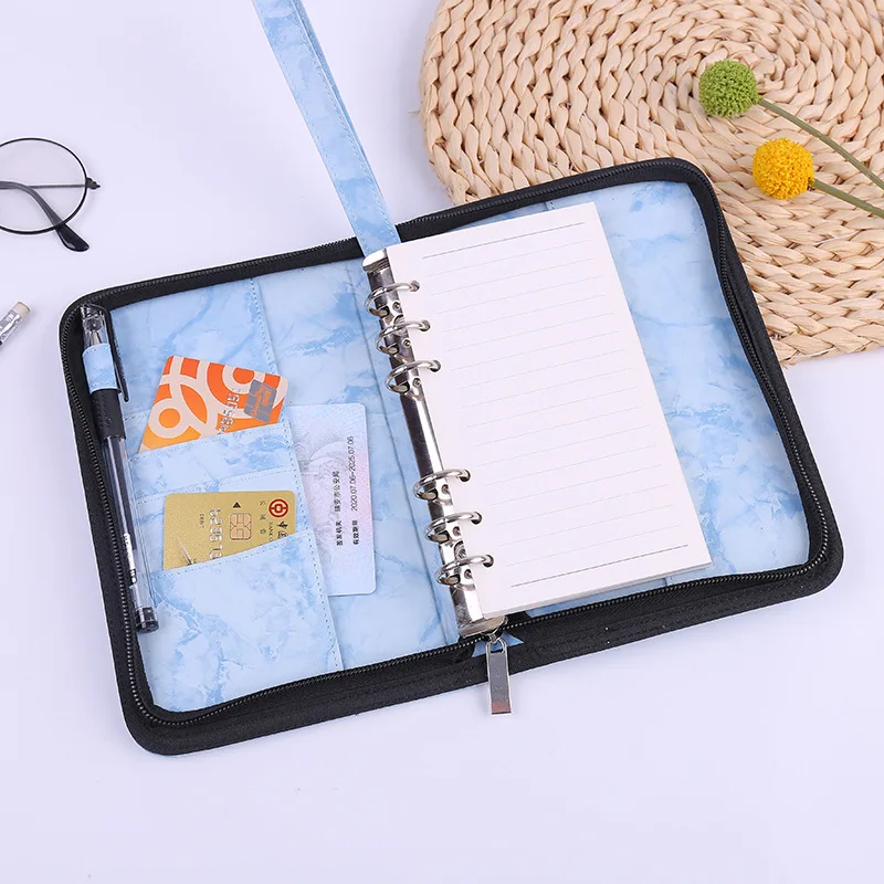 A6 Hand Zip Bag Marble Loose Leaf Binder Notebook Inner Core Cover Note Book Planner Office Stationery Supplies