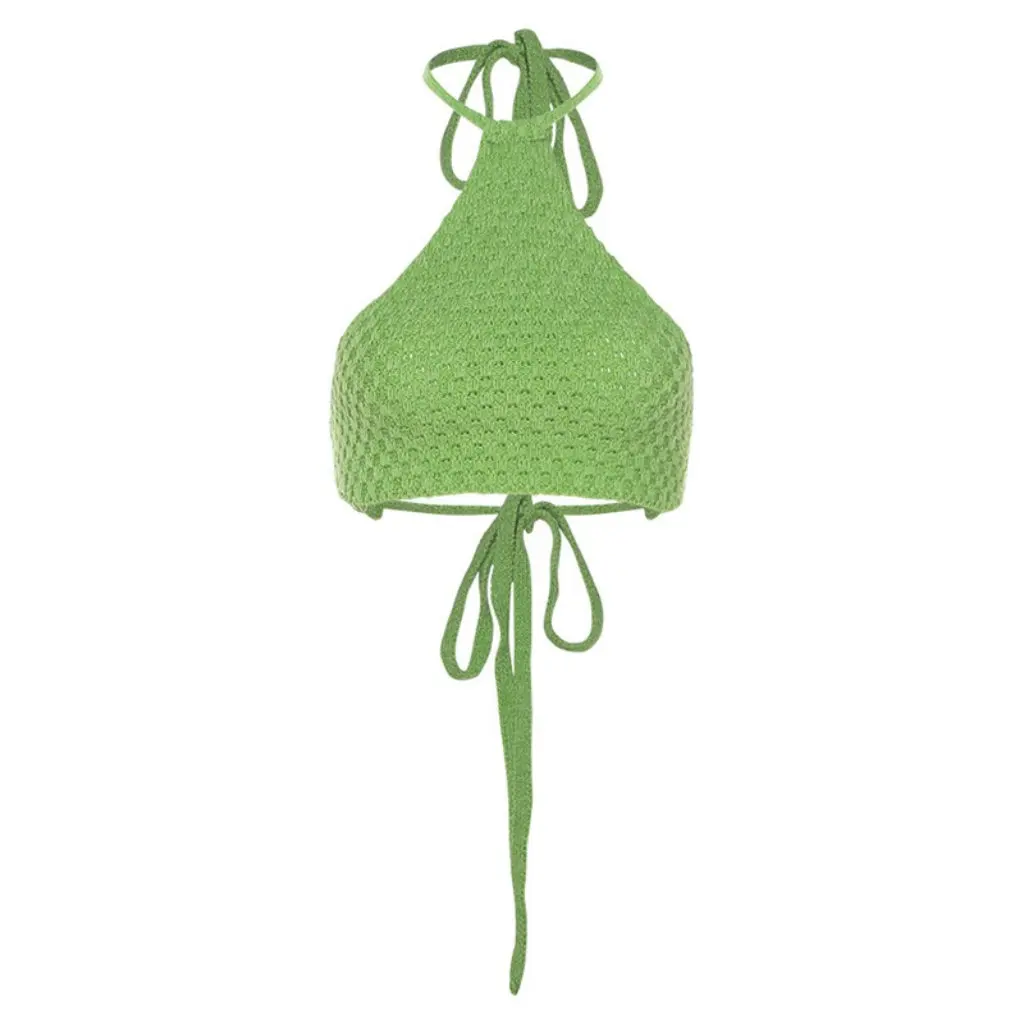 

Sisjuly, французский ретро свежий травяной зеленый вязаный слинг с полым вырезом, женский универсальный короткий жилет с пупком