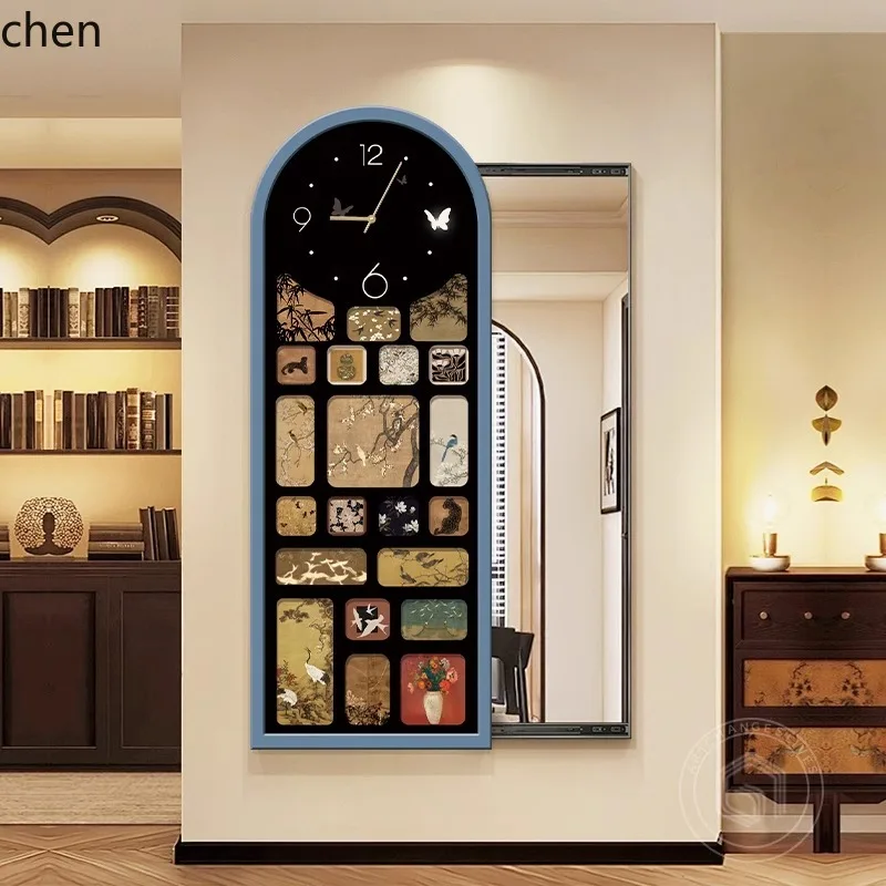 CZ  full-length mirror with wall clock advanced occlusion hidden decorative painting hidden dressing mirror hanging painting