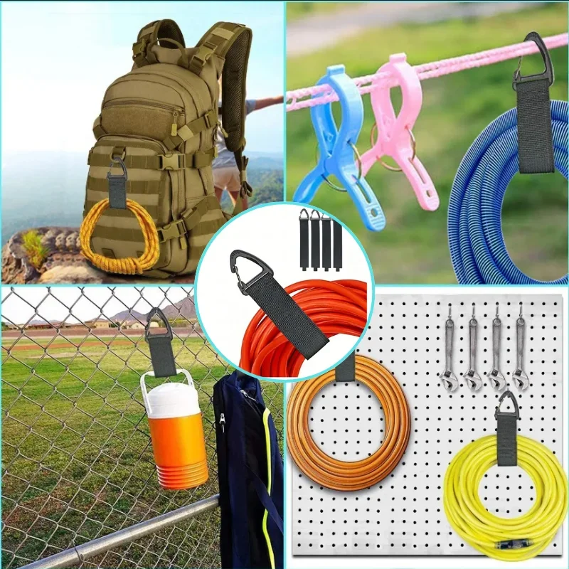 2PCS Heavy Duty Storage Strap High Density Braided Tape Hose Cable Storage Tie Down Dirt Buckle Velcro Tie Downs