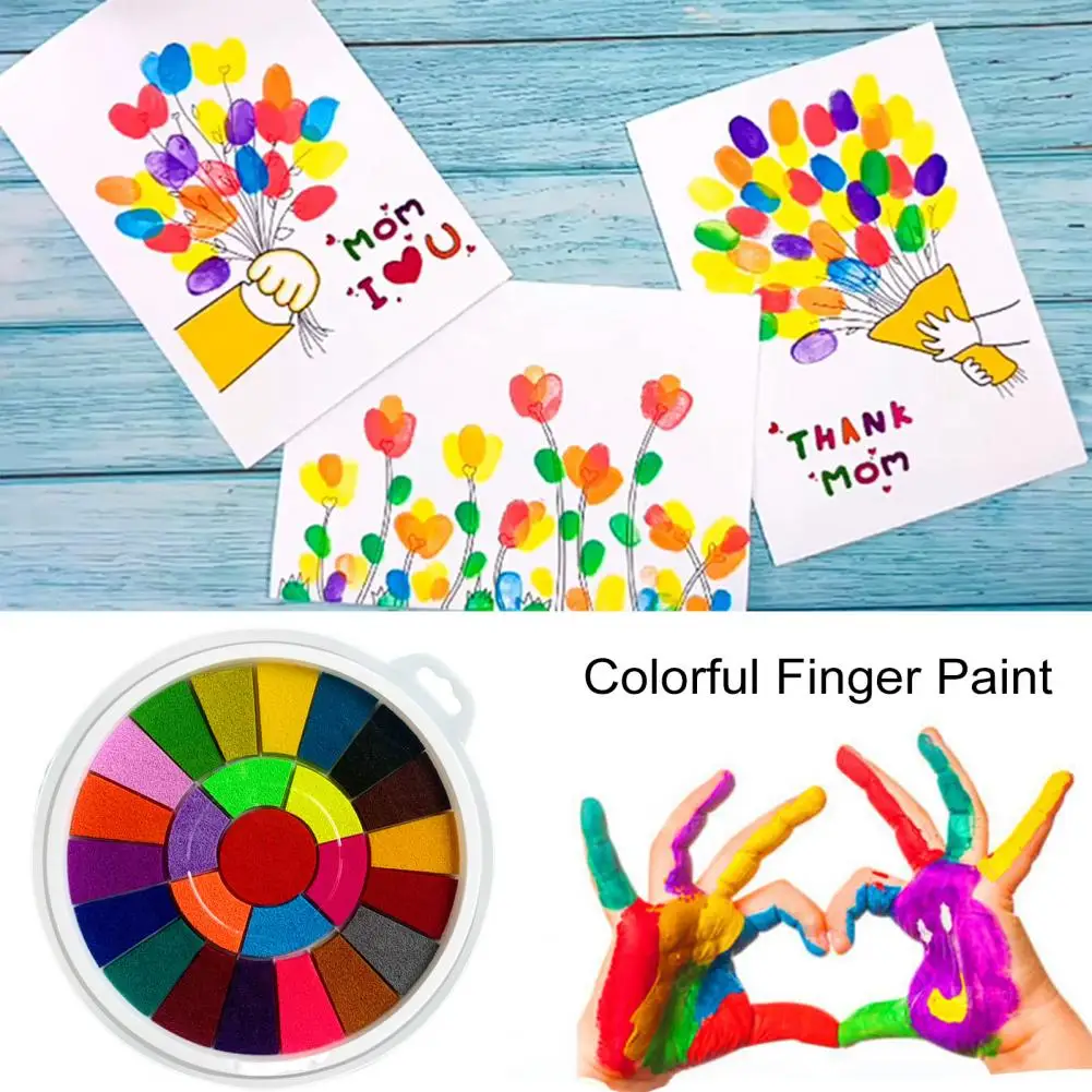 Water-based Finger Paint Washable Finger Painting Ink Pad Set for Toddlers Portable Diy Arts Crafts Projects Color Palette