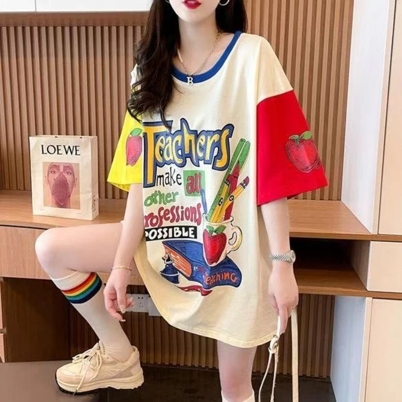 T-shirts drôles femmes à manches courtes T-shirt Y2k femmes avec impression Cuteore haut été femmes graphique T-shirt Femme 2025