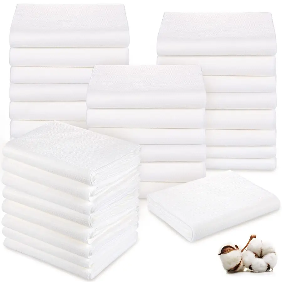 

30 Pcs 27.5 x 55 Inch Disposable Bath Towels Bulk White Large Body Camping Towel Quick Dry Thickened Absorbent for Travel Shower