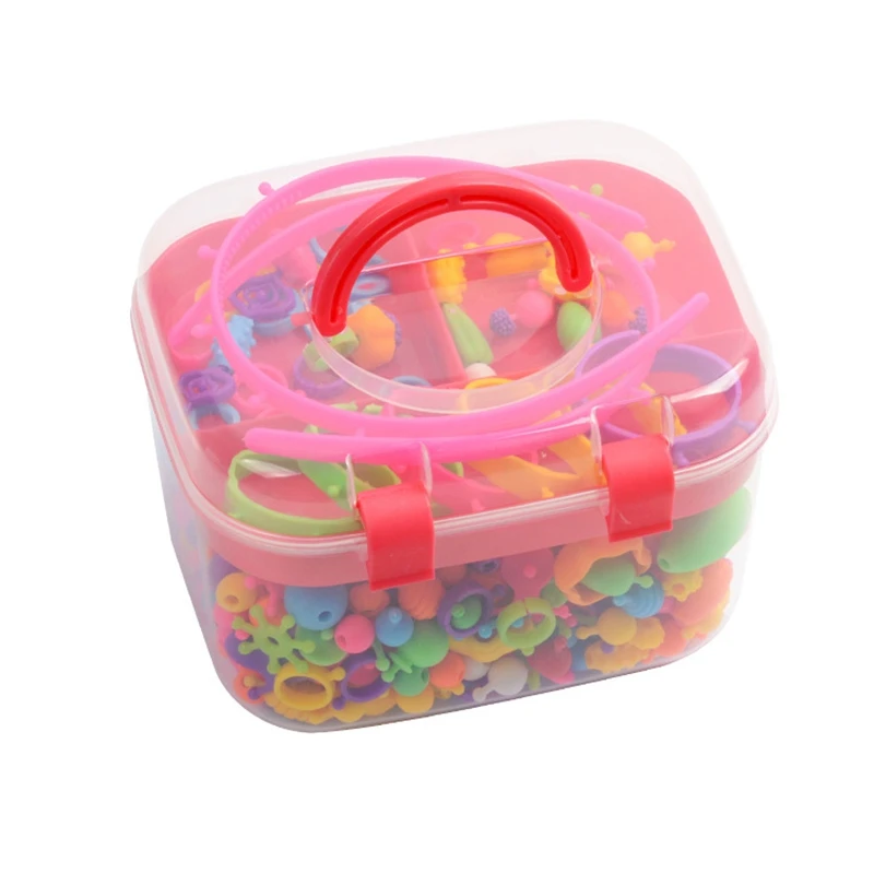 550Pcs Kids Beads Set Handicrafts DIY Creative Colorful Assorted Shapes Girls Toys Manual Craft Necklaces Making Kit