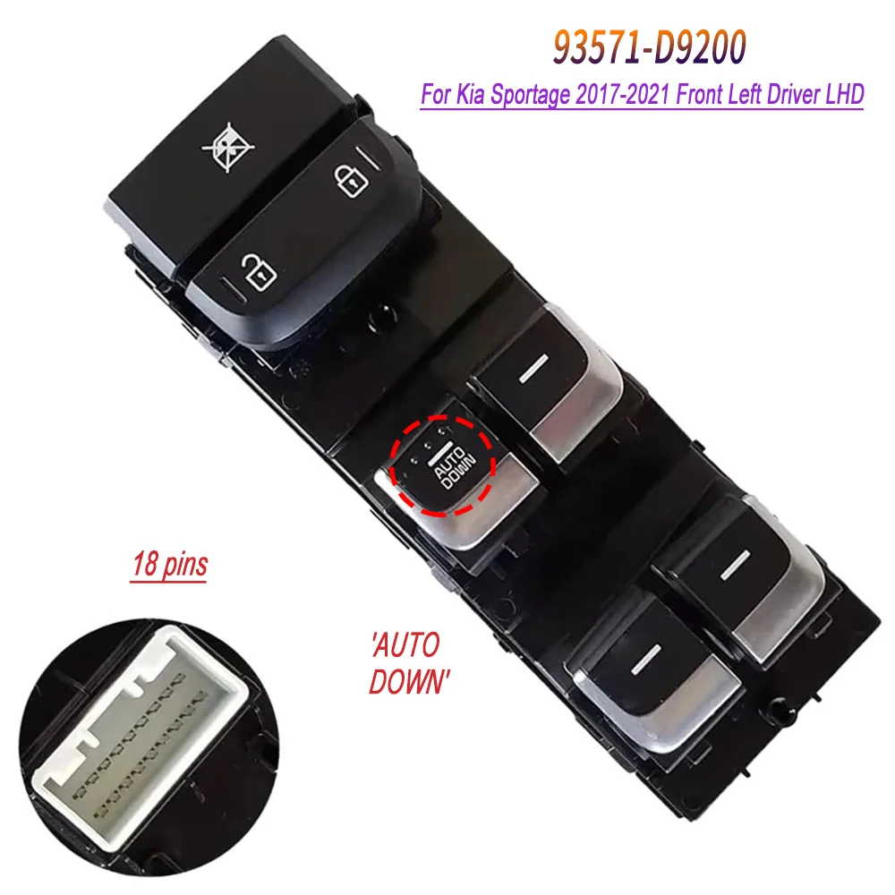 93571-D9200 For KIA Sportage Kia Niro 2017 2018 2019 2020 2021 Front Left Electric Power Master Window Switch Control Button