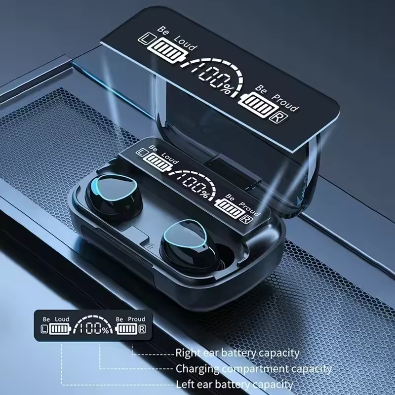 True wireless earbuds with active noise cancelling microphone for phone calls