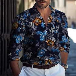 Retro 3D Print Floral Graphic Casual Shirts Male Women Flower Shirt Long Sleeve Trendy Street Style Blouses Autumn Men Clothing