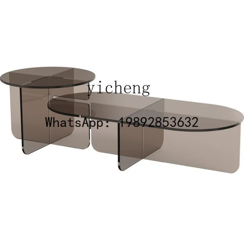 

X6 Double round Coffee Table Glass Nordic Modern Minimalist Living Room Home Small Apartment