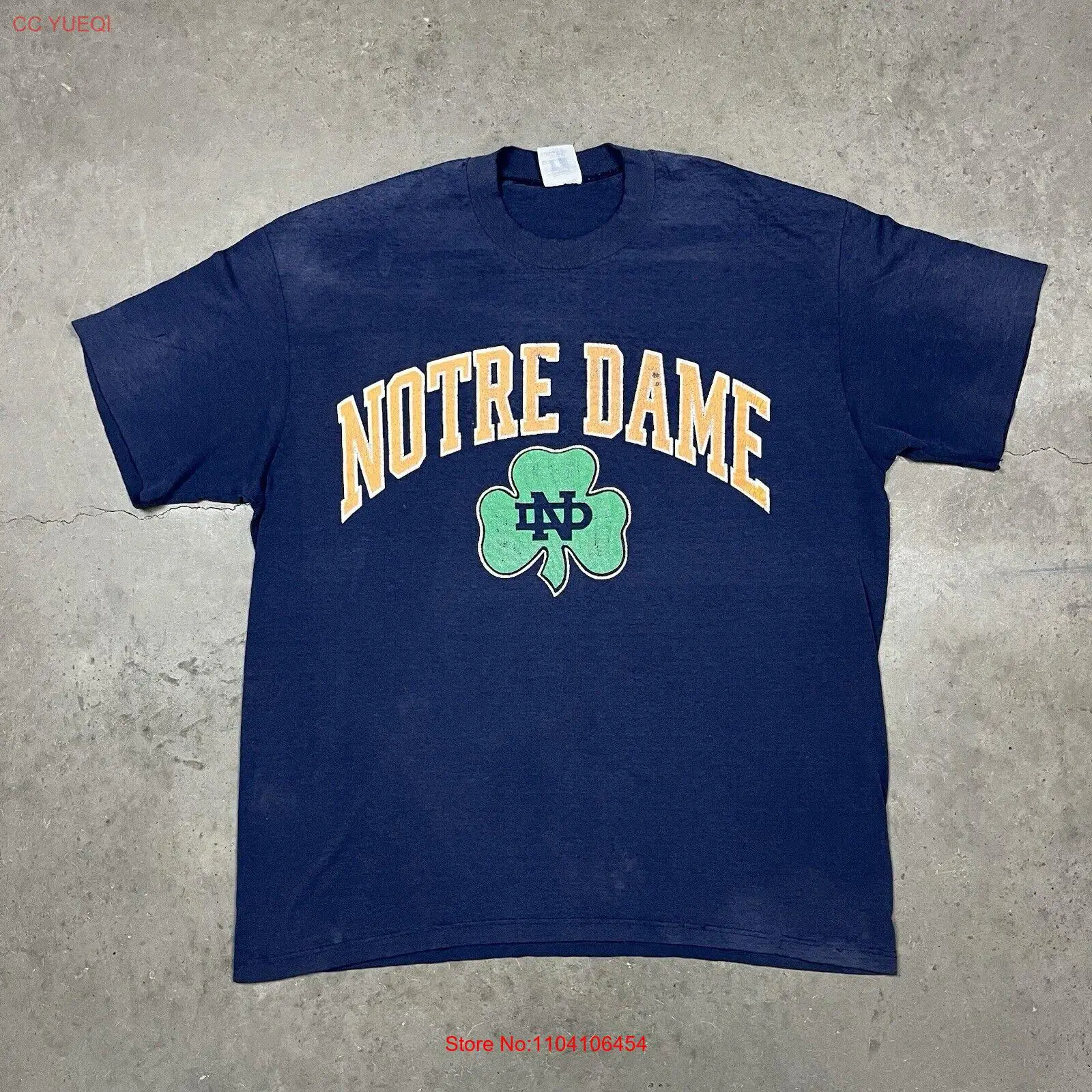 Vintage 90s Sun Faded Paper Thin Notre Dame T Shirt Blue XL