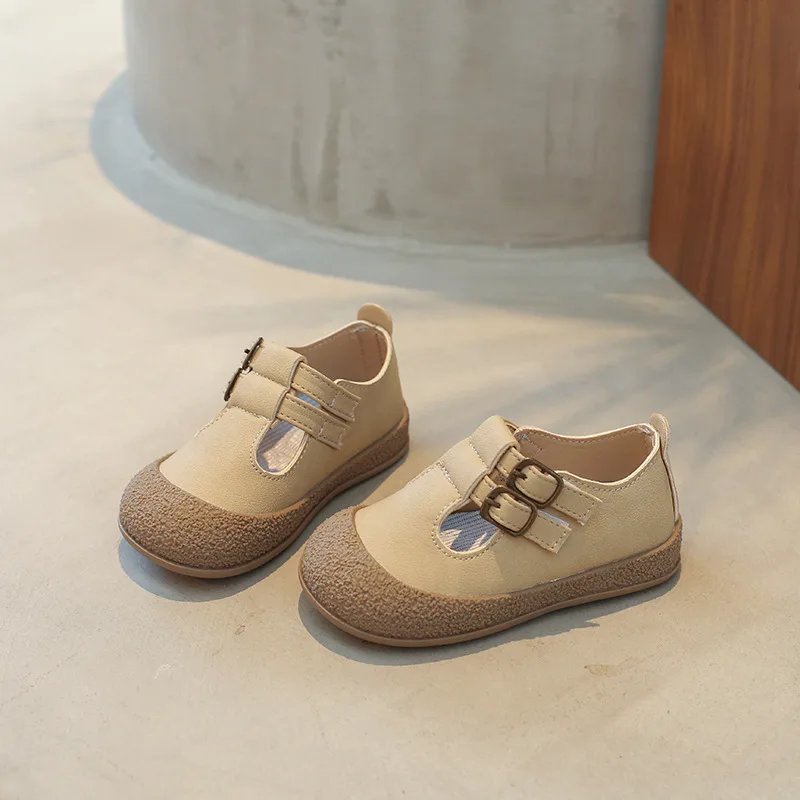 Kids Leather Shoe Retro 2024 Spring Autumn Girls' Flat Shoes Korean Style Non-slip Children Boys Causal Walking Shoes Hollow-out image 3