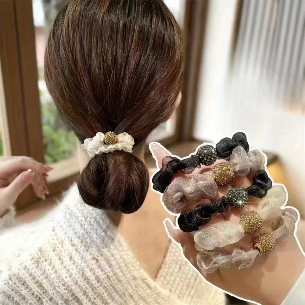 5/10 Stück Strass-Garn, modisches einfaches Pferdeschwanz-Haarband, modischer Weg zum Tragen, perfekte Wahl für Damen-Kopfbedeckungen – Detail 3