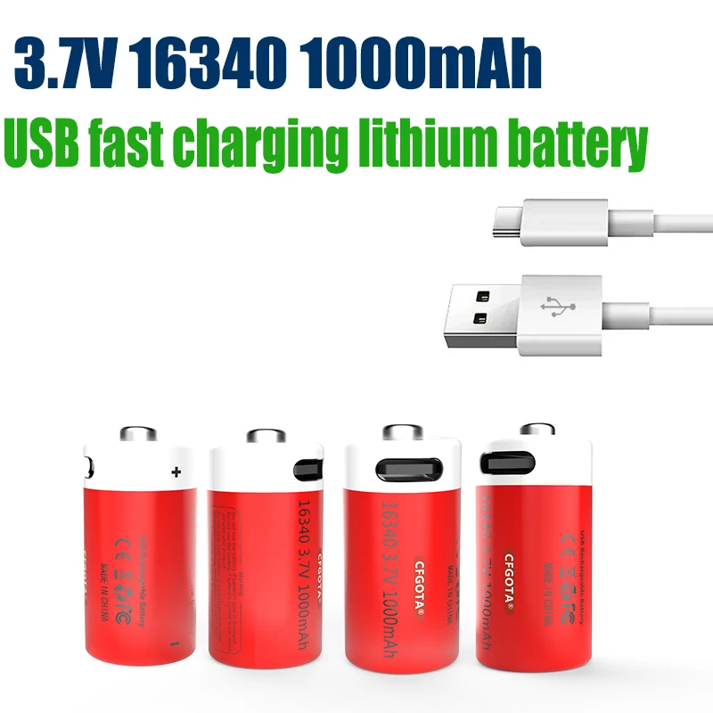 1-8pcs new USB fast charging battery SHSEJA CR123A 123A CR123 ICR 16340 3.7V lithium-ion battery at 1000mAh