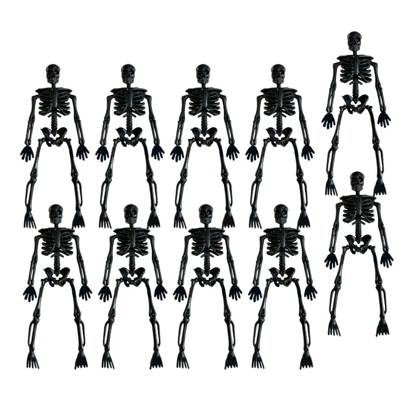 Halloween Skeletons Ornament With Movable Limbs Eerie Posable Skull Figures for Haunting House and Seasonal Decors H7EA