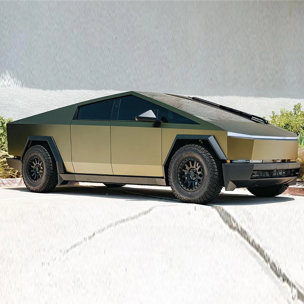 

DIY Color Matte Dark Gold PVC Paint Protection Film For Tesla Cybertruck 2024 Per-cut PPF Color Changing Film Anti-Scratch Vinyl