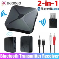 2 in 1 Bluetooth Transmitter Receiver Stereo Audio Music Stereo Wireless BT 5.0 Adapter RCA 3.5Mm AUX Jack for Speaker TV Car PC