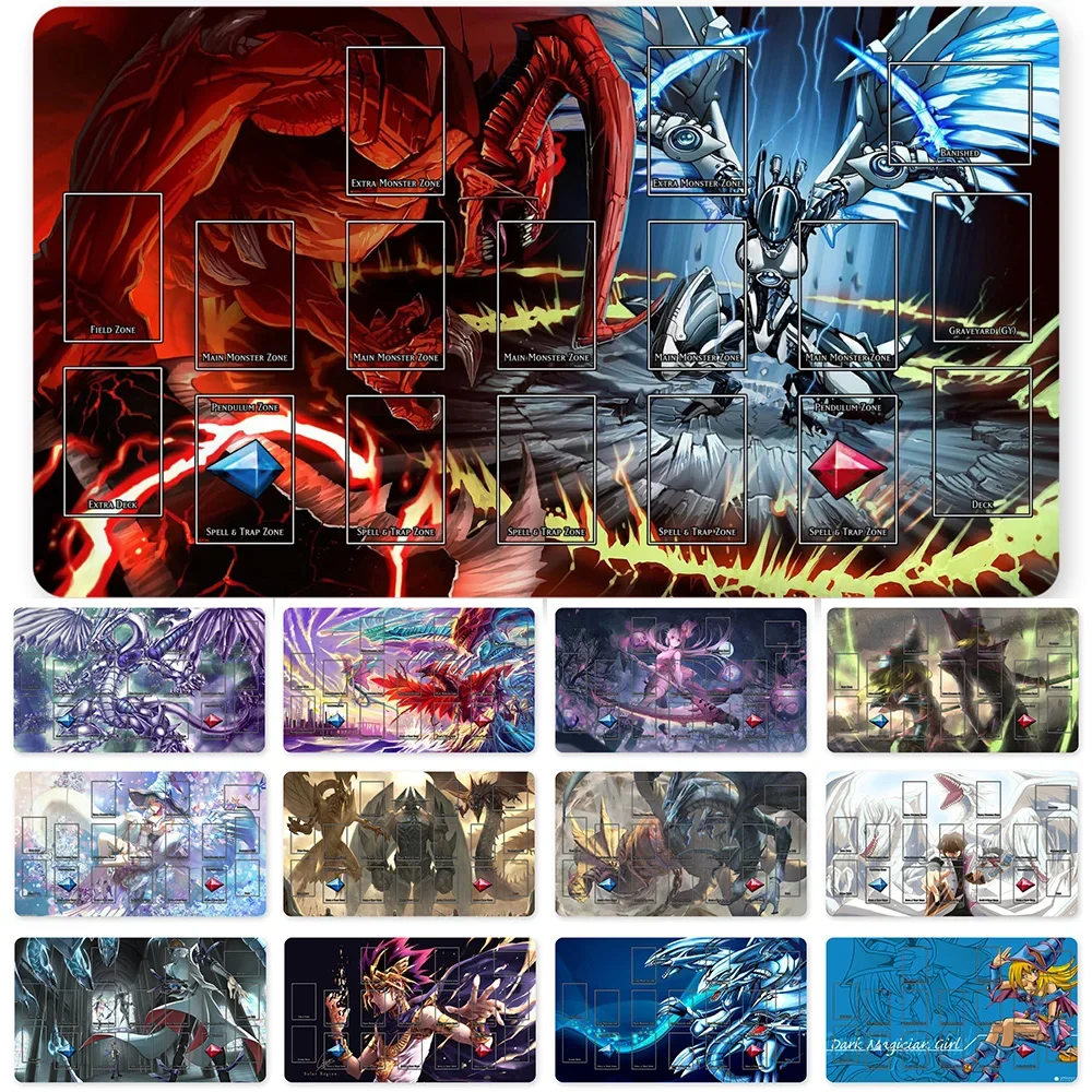 

YuGiOh Playmat Blue-eyes Ultimate Dragon Dark Magician Duel Monsters Playmats Compatible for OCG TCG + Free Bag - ygo (37)