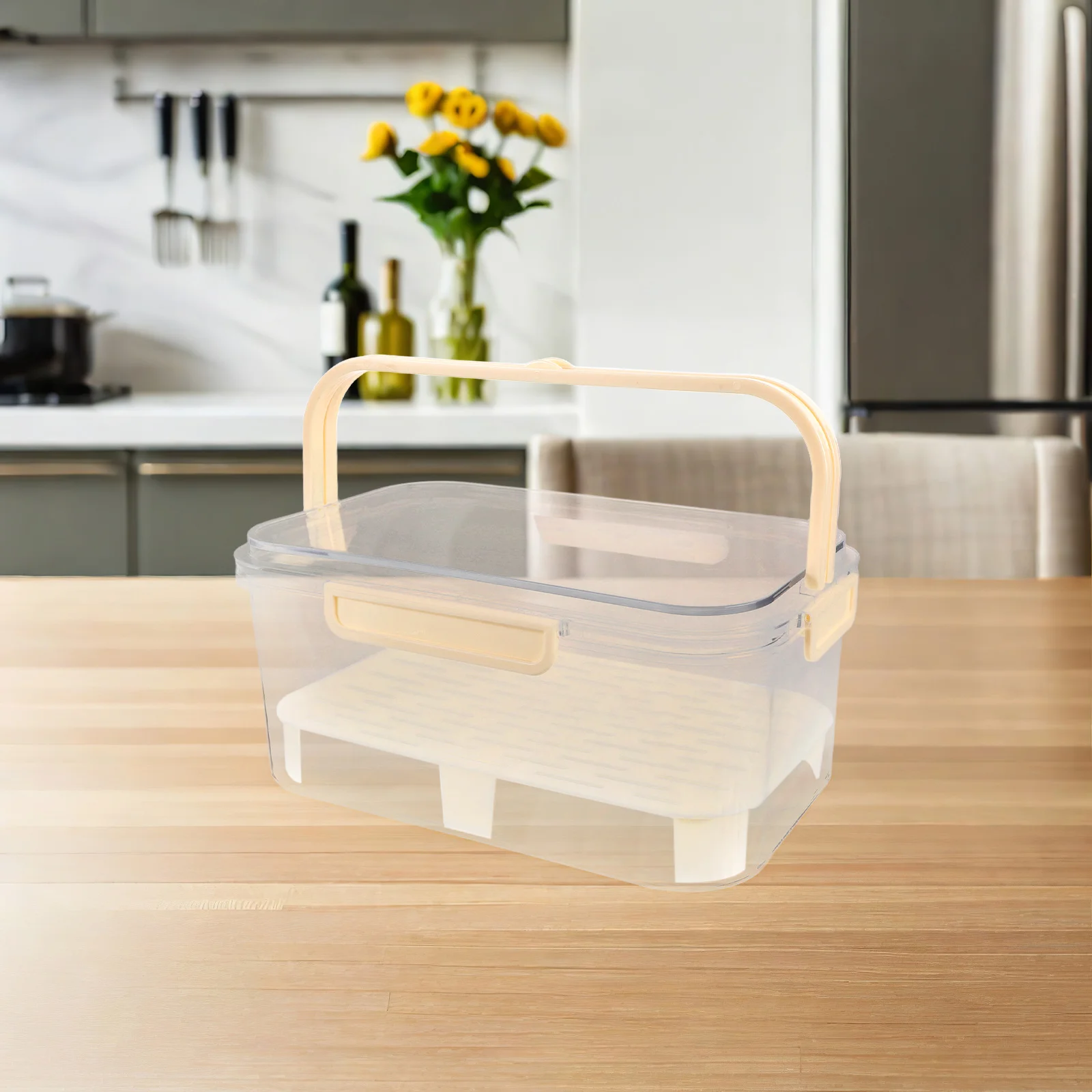 

Portable Fresh Food Storage Container High-Sealing Snack Box For Camping Office Stackable Fruit Vegetable Box With Handle