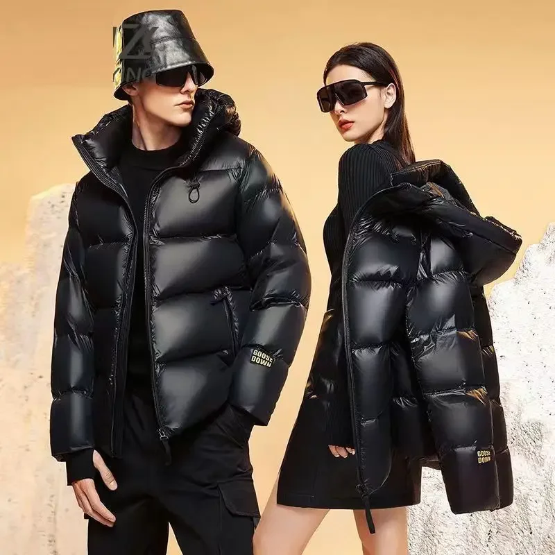 Couple Winter Jacket Men Women Warm Thick Parka Outwear Top Snowwear Jacket Loose Hooded Black Gold Cotton Padded Coat Overcoat