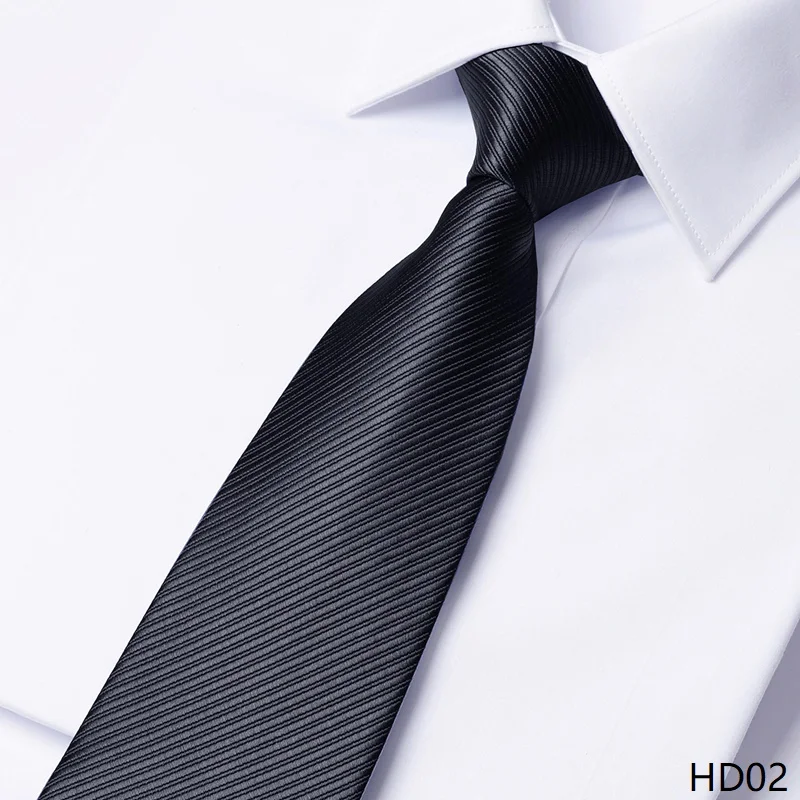

High Quality Black Solid Color Striped Tie Men's Formal Business Banquet Shirt Accessories 8CM Wide Handmade Knotted Cravat