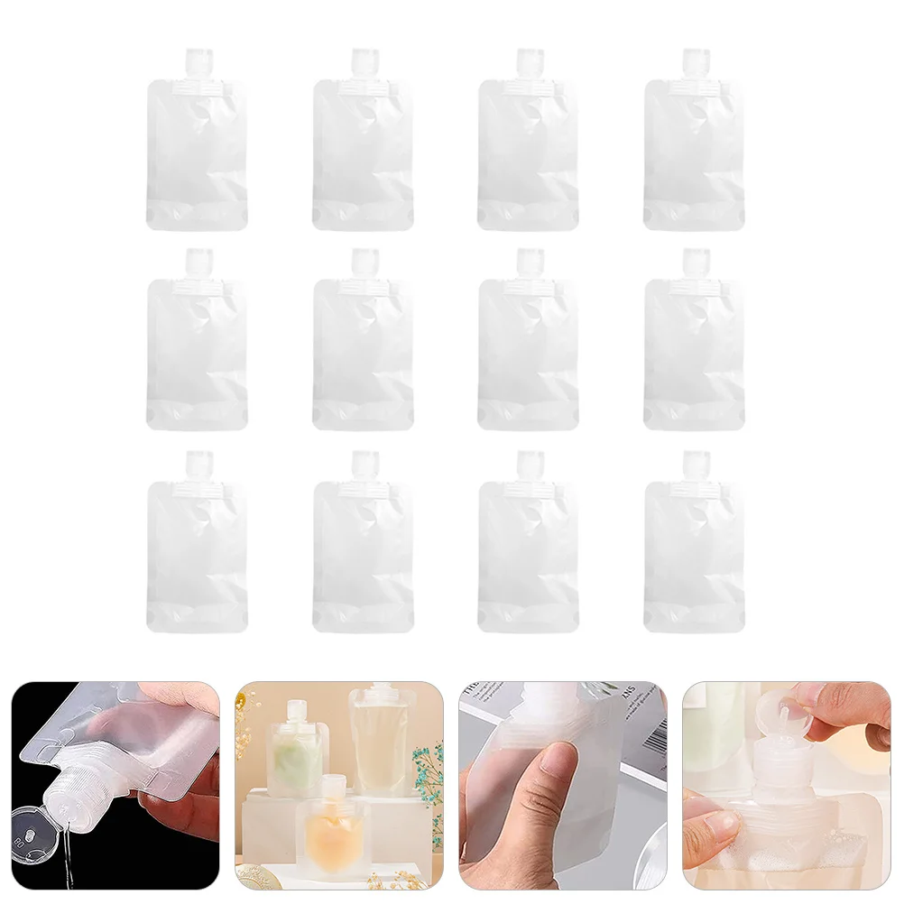 

12Pcs Travel Bag Refillable Leakproof Frosted Lotion Subpackage Pouch Portable Shower Gel Storage Pouch
