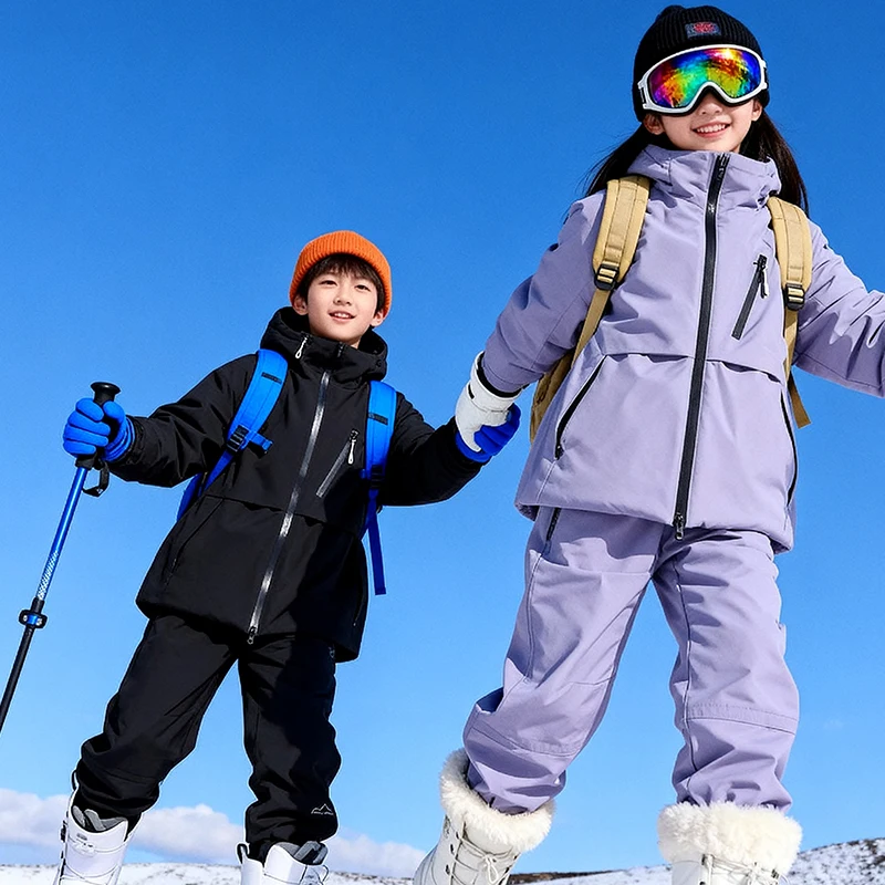 ملابس تزلج للأطفال، بدلة تزلج شتوية علوية + سفلية للأولاد على الجليد، بدلات تزلج للفتيات، سترة تزلج مقاومة للرياح للأطفال سراويل ثلج #4