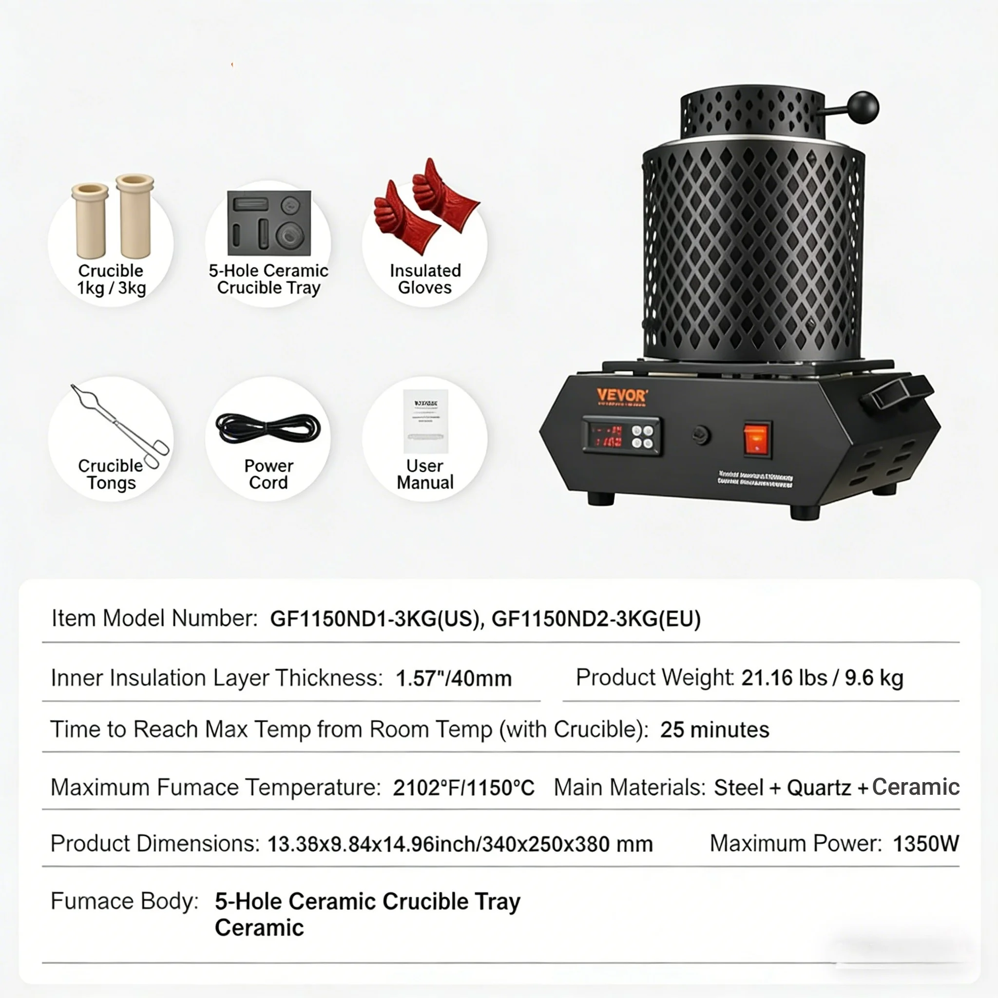 

SIHAO Pottery Wheel Ceramic Forming Machine Electric Melting Foundry Metal Smelting Machine Ceramic Crucible Gold Smelting Kit