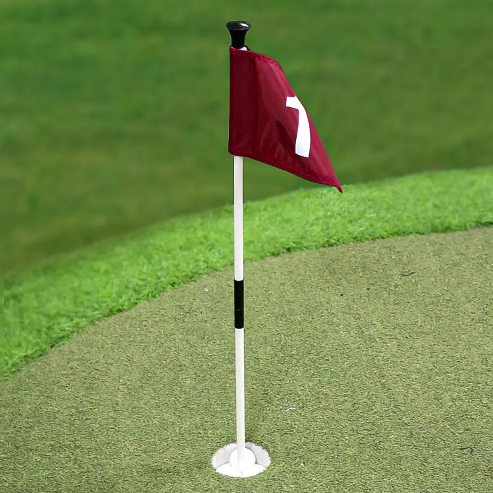 

10pcs Golf Flagpole Set Glass Fiber ABS Base Removable Golfing Flags Training Court Practice Equipment Lawn Putting Green