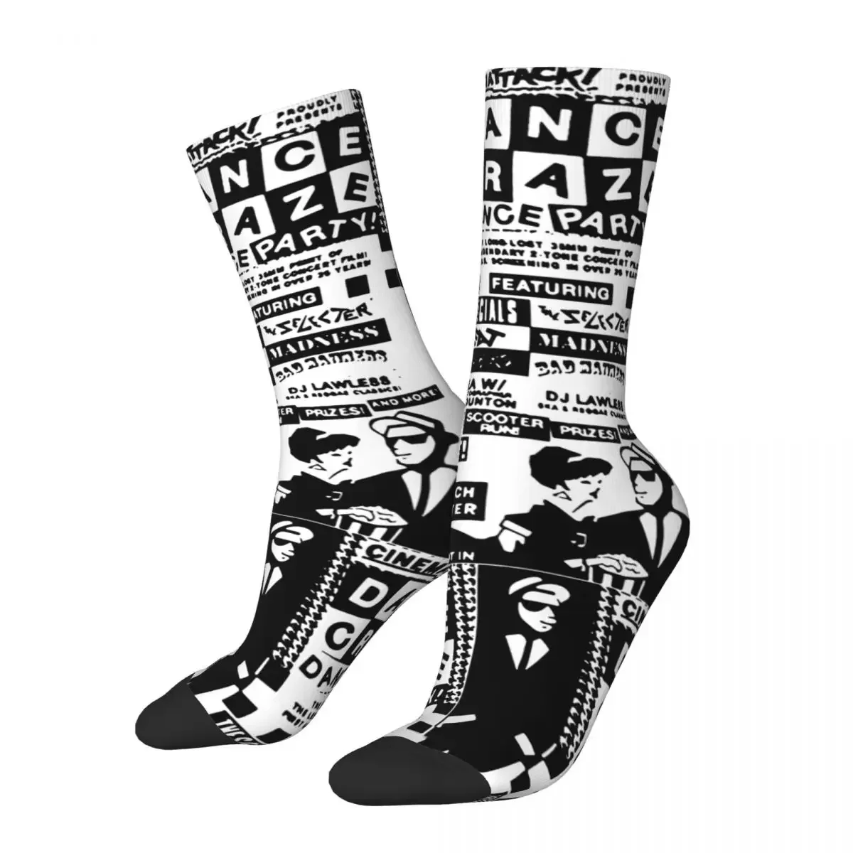 The Specials AKA 2 Tone Ska Revival Band Theme Dress Socks Outfits for Men Cozy Dress Socks