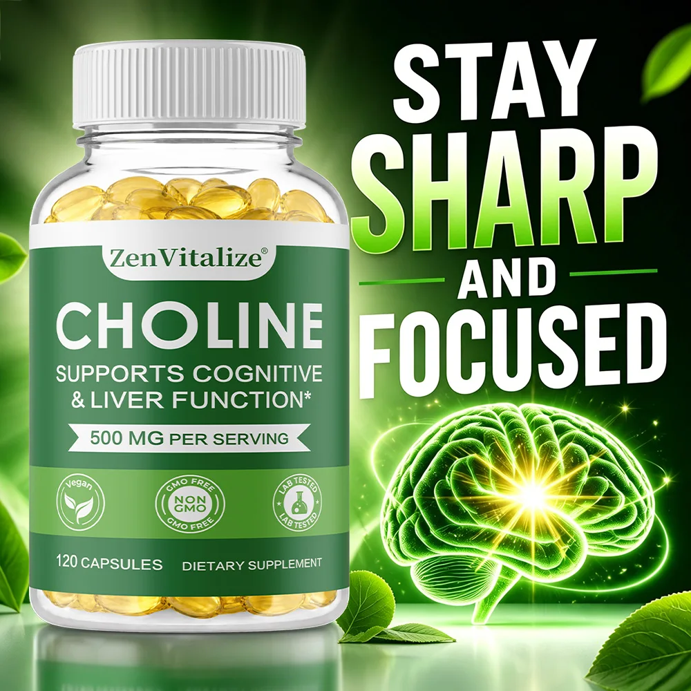 Choline 500mg | Promotes Brain Health, Mental Focus & Memory | Prenatal Supplement for Development & Growth | Vegan & Non-GMO