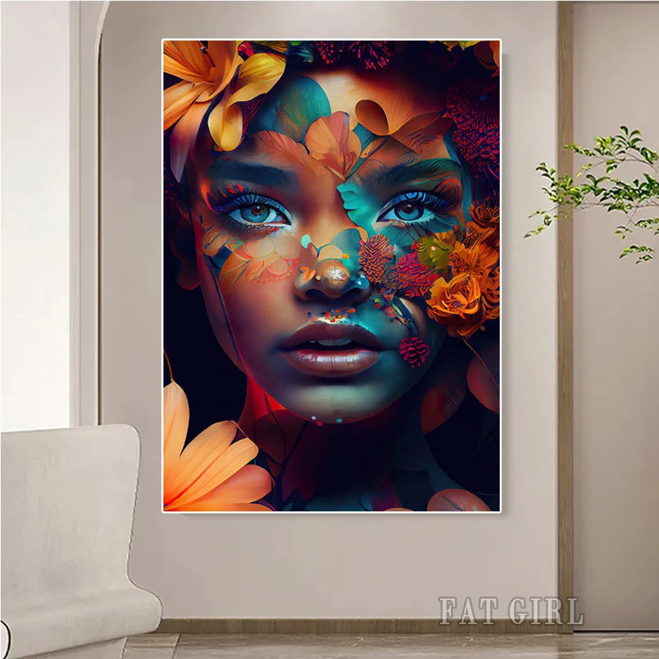 Flowers Gold African Woman 5d Diamond Art Painting Nordic Fashion DIY Full Round Drill Diamond Mosaic Embroidery Handmade Crafts