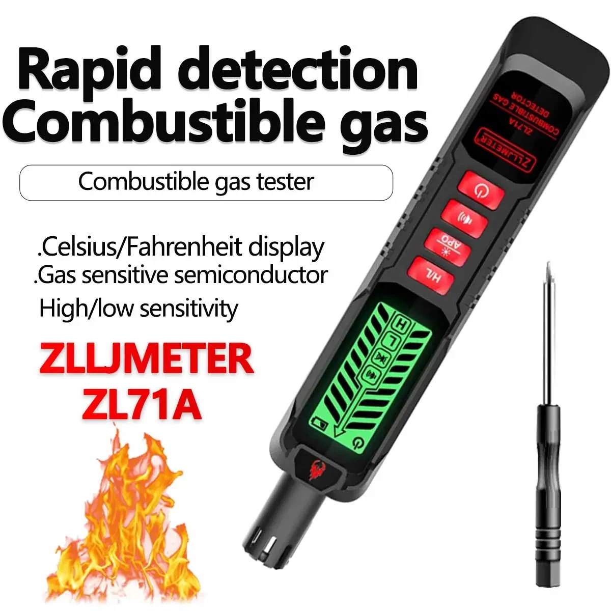 new  Gas Leak Detector Combustible Natural Co2 Flammable Alcohol LPG Methane Analyzer Rechargeable Buzzer Alarm PPM LEL Tester