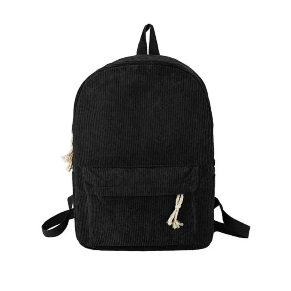 Lightweight Corduroy Backpack Solid Color Harajuku Students School Bag Korean Style Adjustable Shoulder Straps Students Daypack