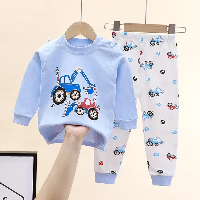 Crianças recém-nascidos meninos meninas conjuntos de pijama dos desenhos animados casual manga longa bonito camisetas com calças da criança do bebê roupas de dormir outono