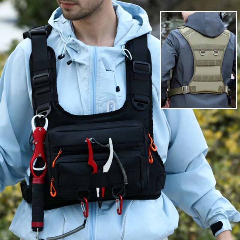 

Тактический жилет-рюкзак для кемпинга, активного отдыха, рыбалки, бега, велоспорта, мотоспорта, тренировок, для мужчин и женщин